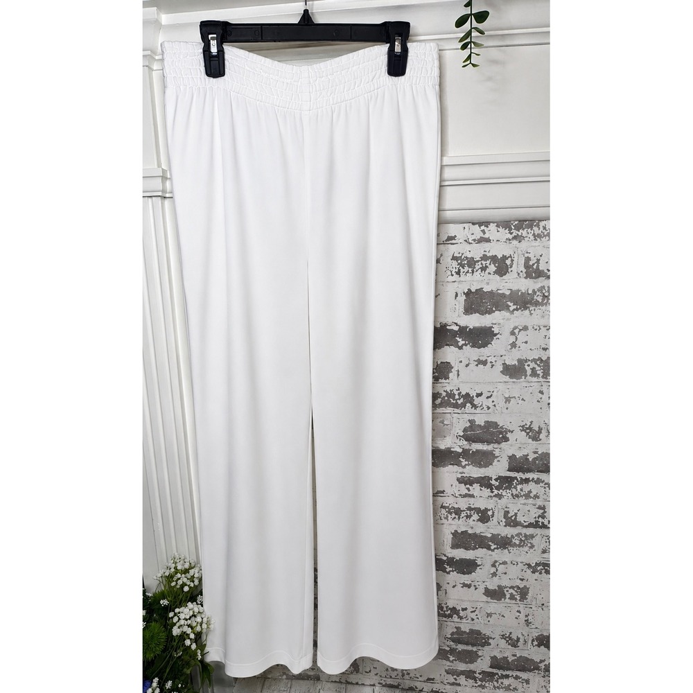 A New Day Women's White Linen Blend Wide Leg Pull-On Pants Medium Regular 16x42